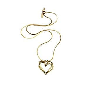 Collana con ciondolo a forma di cuore color oro vintage con accenti di diamanti finti Collana Love