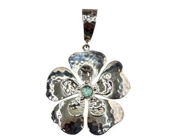 SILPADA Flower Pendant Sterling Silver 925 Oversized Hammered Design 3" Tall