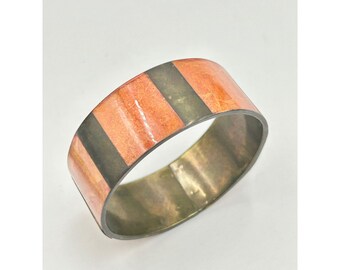 Bracelet Vintage En Corail Incrusté Et Alliage Argenté - Largeur 1 Cm - Occasion