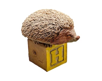 Animal H Letter Hedgehog On Alphabet Cube Block Vintage Tim Wolfe Cairn Studio