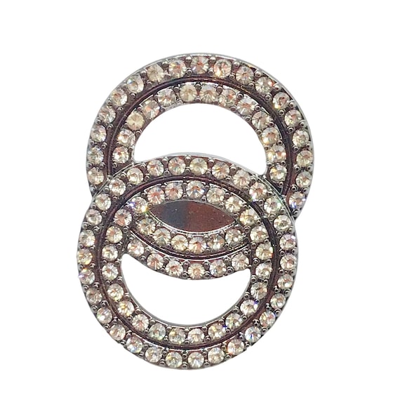 Gunmetal Color Ring Size 8 Intersect Circles Roun… - image 1