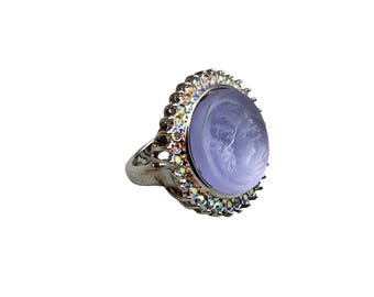 Kirks Folly Dream Angel Ring Size 5 Purple Glass And AB Crystals
