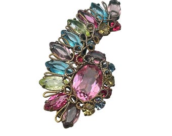 ORIGINAL By ROBERT Brooch Pin Vintage UV Reactive Rhinestones Early Piece