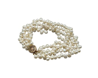 Multi-Strand Freshwater Pearl Bracelet With Gold Filled Clasp 7.5" Long