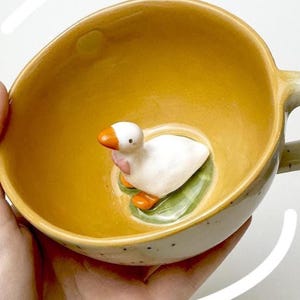 Handgemachte Keramik Teetasse: Gans Figur, Cottagecore Keramik
