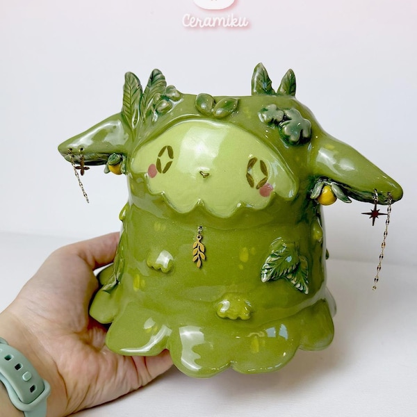 Handmade Ceramic Forest Spirit Sculpture - Unique flower vase or flower pot - Cottagecore Fantasy Decor