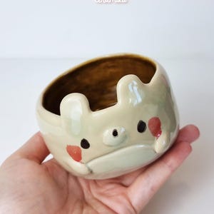 Handmade Small Ceramic Bear Flower Pot – Cute Ceramic Animal - Cottagecore Kawaii Home Decor, Unique Gift - Decorative keepsake -Unique gift