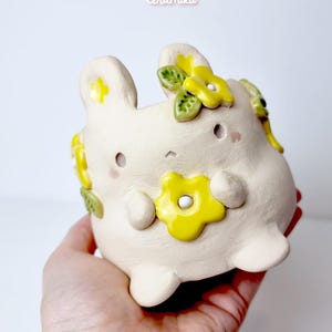 Handmade Ceramic Bunny Planter – Cute Kawaii Pottery for Succulents & Small Plants, Cottagecore Easter Gift, pastel colors
