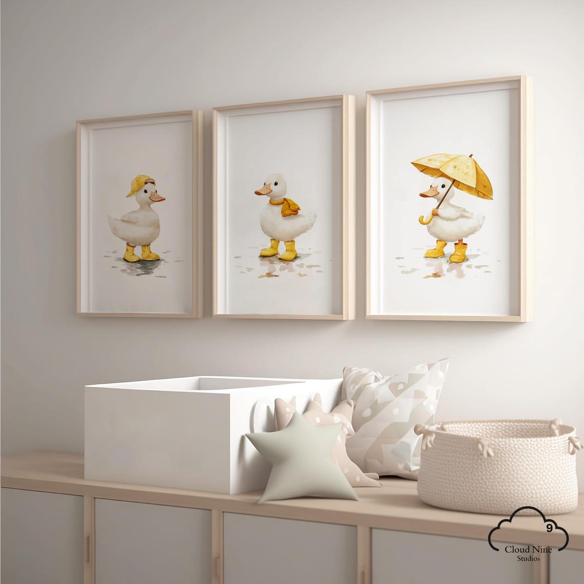 Yellow Duck Nursery Wall Art Set of 3 | Watercolor Nursery Decor ...
