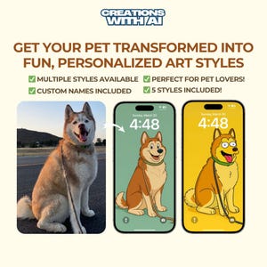 Customized Digital Pet Art Wallpaper Personalized Pet Portrait Phone Background Custom Pet Art for iPhone & Android Pet Lover Gift Wallpaper