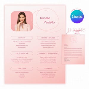 Sorority Resume Template Canva, Sorority Rush Resume Template, Sorority Resume Template Pink, Sorority Resume Pack, Sorority Social Resume