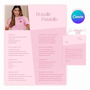 Sorority Rush Resume Template, Sorority Resume Template Pink, Sorority Resume Template Canva, Sorority Resume Pack, Sorority Social Resume