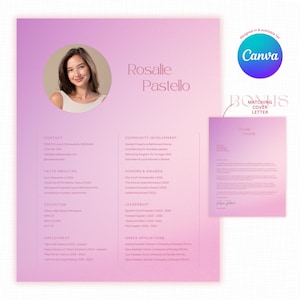 Sorority Social Resume, Sorority Resume Pack, Sorority Resume Template Canva, Sorority Resume Template Pink, Sorority Rush Resume Template
