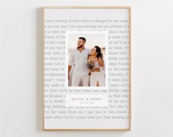 Song Lyrics Wall Art, Song Lyrics Art, Wedding Song Lyrics, Custom Vinyl Lyrics, 1st Anniversary Gift, 2nd Anniversary Gift, A1/A2/A3/A4/A5