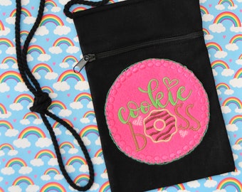 Girl Scout Cookie Boss Crossbody Bag: Embroidered Felt Zipper Pouch