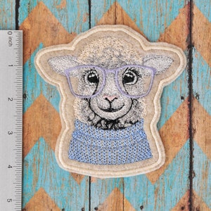 Sheep Glasses Iron On / Sew On Clothing Patches Inches Iron On or Sew On Feltie