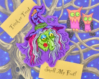 ナーリー・ウィッチ・パッチ：ハロウィンコスチュームのアイロン接着アップリケ