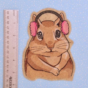 Patch Chipmunk with Headphones Iron On or Sew On Clothing Patch 6 x 4.50 Inches ~ Adorable! Backpack Hat Denim Jacket Tote
