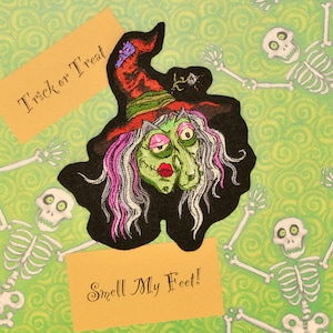 Gnarly Witch Patch: Stryk-på-applikation för Halloween-kostym