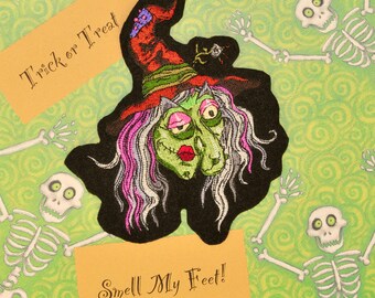 ナーリー・ウィッチ・パッチ：ハロウィンコスチュームのアイロン接着アップリケ