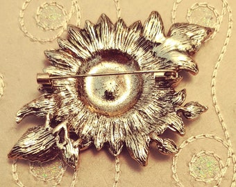 Spilla a forma di girasole con strass: spilla/pendente floreale in