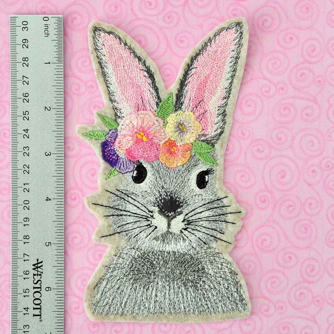 Bunny Rabbit Patch Flowers Clothing Patch Iron on or Sew on Easter - Etsy