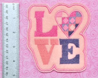 Love Patch, 70's Style, Embroidered Iron On Applique