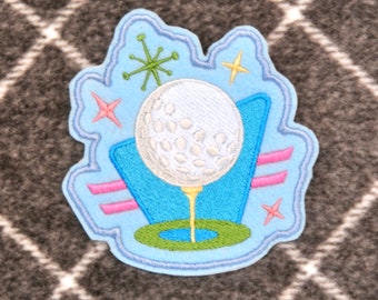 Golf Patch for Jacket Golf Bag Hat 4.5 x 4.5 Inches Iron On / Deco Style / Fun