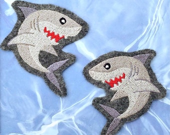 Shark Patch Iron On / Sew On Clothing Patches Inches Iron On or Sew On Feltie