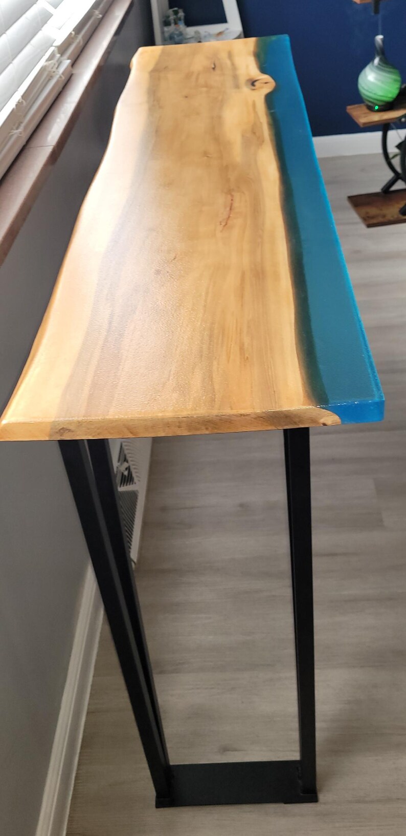Epoxy Wood Console Table, Handmade Resin Entryway Table, Live Edge ...