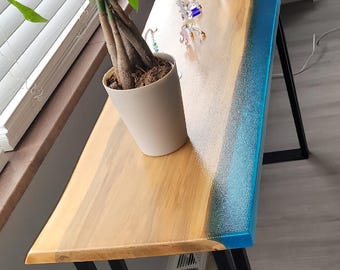 Epoxy Wood Console Table, Handmade Resin Entryway Table, Live Edge Hallway Furniture, Modern Rustic Sofa Table, Custom Epoxy Resin Furniture