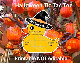 Printable Halloween Witch Tic Tac Toe Duck Game Template -Cruising Ducks -Keep or Hide Duck Game -Party Favors -Digital Download