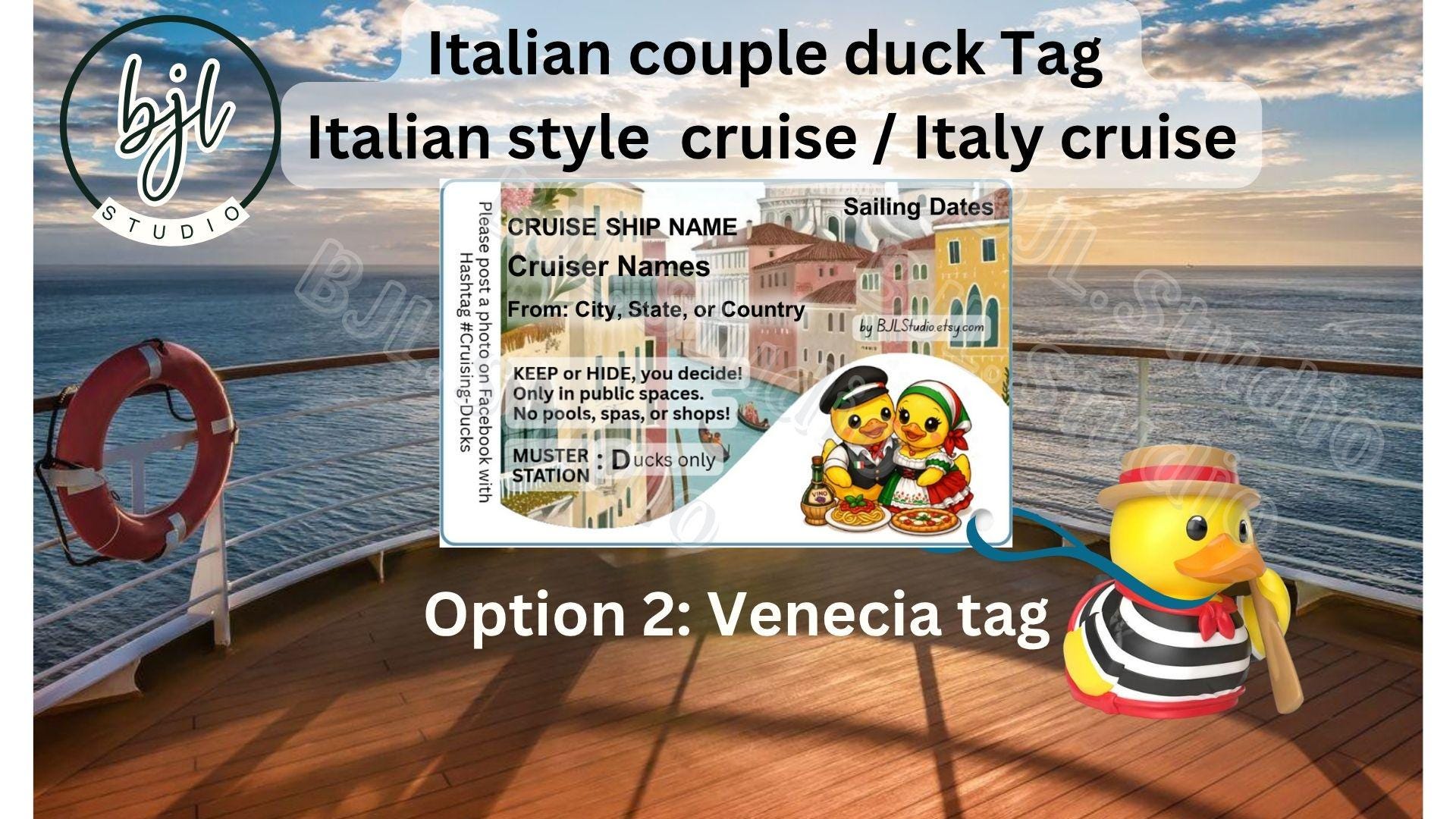 Editable Italian Style Duck Couple Tag Template -italy Cruise -cruising ...