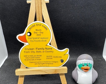 Juego de 4 etiquetas personalizadas con forma de pato - Patos Cruceros - Carnival, Royal, Princess, Disney - Juego de guardar o esconder