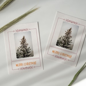 Snowy Pine Tree Weihnachtskarten - Goldfolie Weihnachtskarten (10er Set)