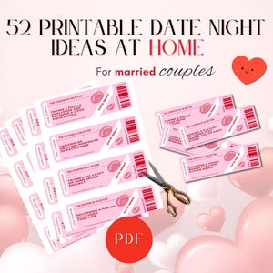 52 Romantic Date Night Coupons for Married Couples, Printable PDF for Him Her