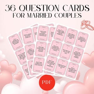 夫婦向け会話のきっかけカード36枚｜印刷可能な恋愛アクティビティ｜夫と妻のための楽しいディープなデートナイトの質問｜PDF