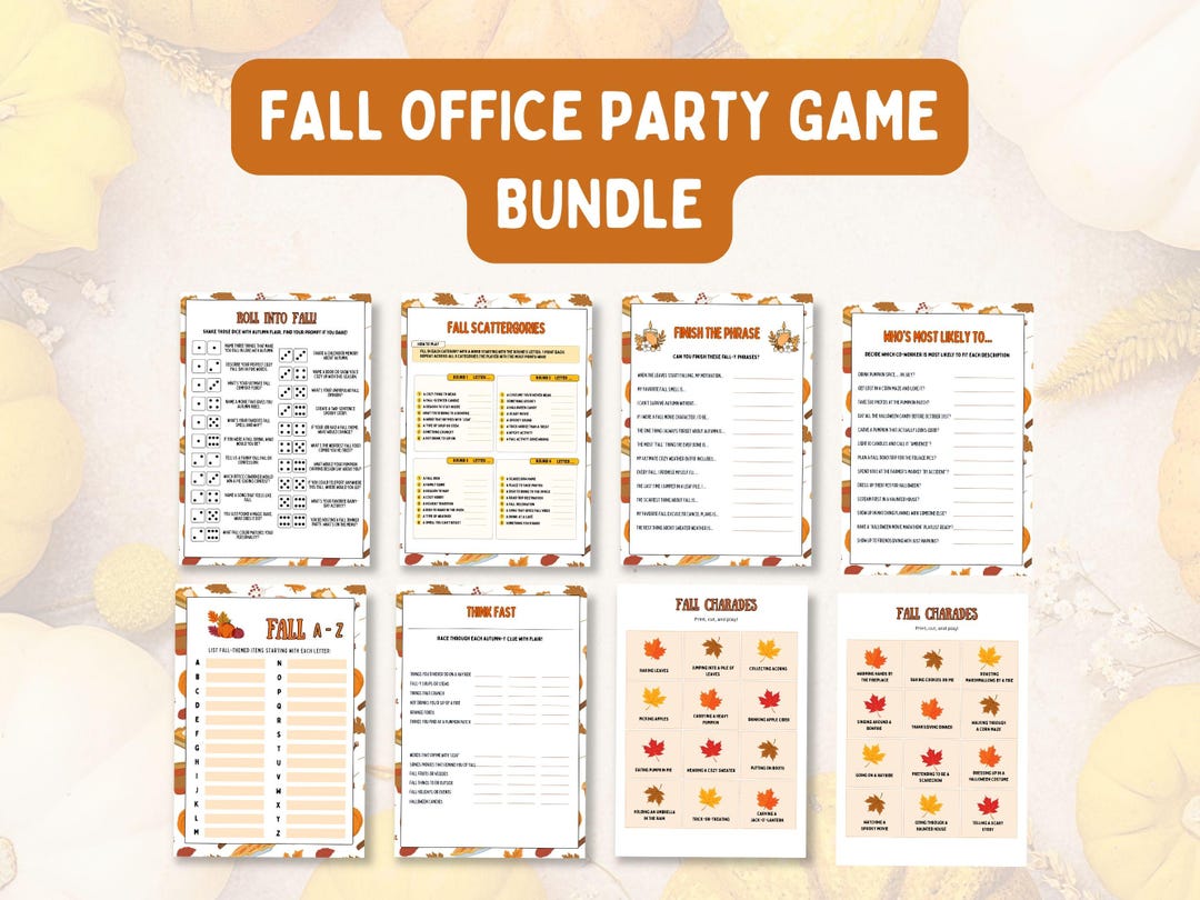 Fall Office Party Game Bundle: Printable Adult Fall Games for Teams ...