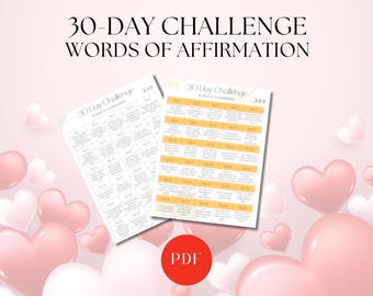 30-Day Words of Affirmation Challenge for Couples | Romantic Printable Game | Love Language Activities | Fun Activity for Married and Dating