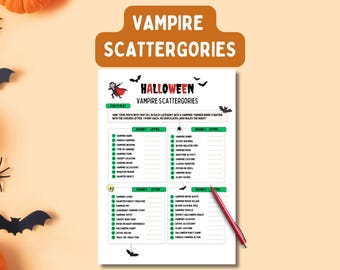 Vampire Scattergories Game | Halloween Printable (PDF)
