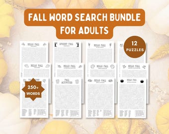 Paquete de sopas de letras de otoño / Actividad de otoño para adolescentes y adultos (descarga instantánea)