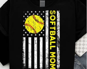 Softball MOM Distressed American Flag Mothers Day, Best Mom Ever Png, Mom png files, Mother's Day PNG, gift for him boyfriend birthday,