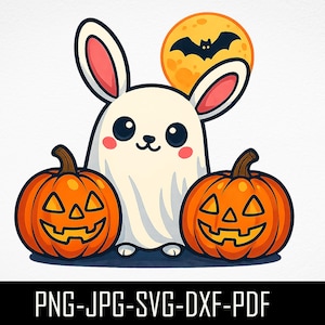 Cute Ghost Bunny Halloween Shirt Boohop Tee for Women Kids Men Svg Png | Spooky Bunny Halloween SVG PNG Design | Kawaii Ghost Bunny T-Shirt