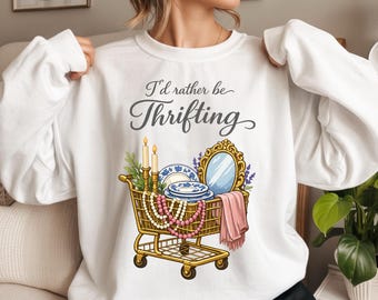 I’d Rather Be Thrifting Vintage Shopping Quote PNG Retro Graphic Tee Gift for Thrift Lovers Sustainable Fashion Humor Shirt Vintage Vibes
