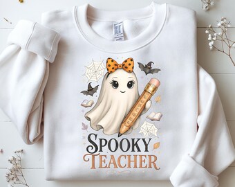 Profesor espeluznante SVG (PNG), Halloween (PNG), Fantasma lindo (PNG), Vibras espeluznantes (PNG), Halloween retro (PNG), Otoño (PNG), Diseños de sublimación de camisetas de Halloween