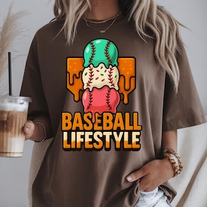 Baseball Lifestyle 101 Apparel Youth Drip Ice Cream PNG, Cool Summer Baseball Sublimation Design, Sports Digital Download Graphic Clipart