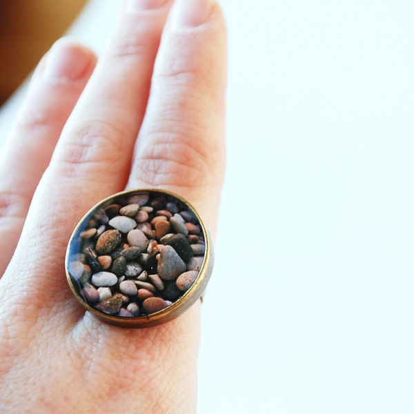 Beach Pebbles Nautical Ring with Original Photography from Little Eye