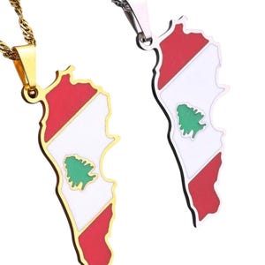 Collar de acero inoxidable chapado en oro de 18 quilates para mujer, con mapa del Líbano, elegante cadena de clavícula, ideal para oficina y uso diario.
