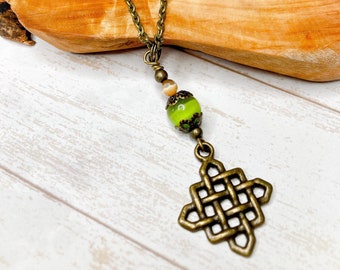 Brass Celtic Knot Necklace, Infinity Knot Necklace, Celtic Jewelry, Irish Knot Jewelry, Irish Gifts For Women, Antique Style Jewelry