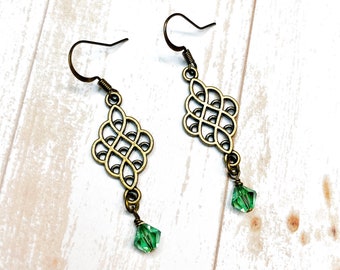 Irish Knot Earrings, Celtic Earrings, Celtic Gift For Women, Dangle Beaded Earrings, Irish Jewelry Gift Idea, St. Patrick’s Day